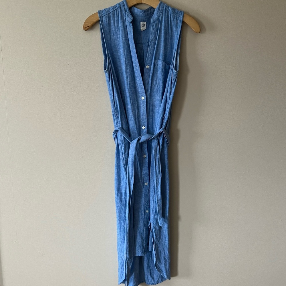 Gap Blue Sleeveless Shirtdress XS